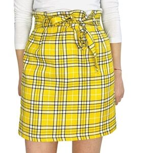 Yellow Checkered Mini Skirt